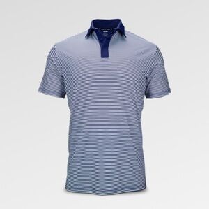 Marucci Mens Navy & White Striped Performance Polo